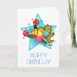 Cheerader fish lindo cómico divertido tarjeta de c