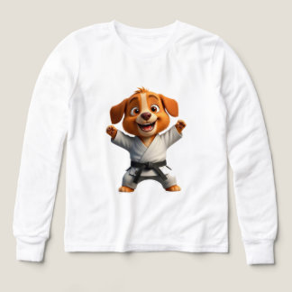 Cheerful Cartoon Puppy in Karate Gi