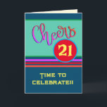 Cheers 21st Birthday Fun Tarjeta de Cumpleaños Per<br><div class="desc">¡¡¡Una divertida tarjeta de 21 años de color para enviarle al hombre o chica de cumpleaños!!! Ideal para su cumpleaños pero puede ser personalizado con cualquier edad para hacer de esta una tarjeta más personal. También podría modificarse la redacción externa. Para ver más de mis obras de arte inspiradoras diarias,...</div>