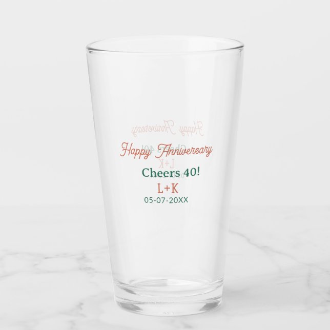 Cheers 40 happy anniversary orange green name date (Anverso)