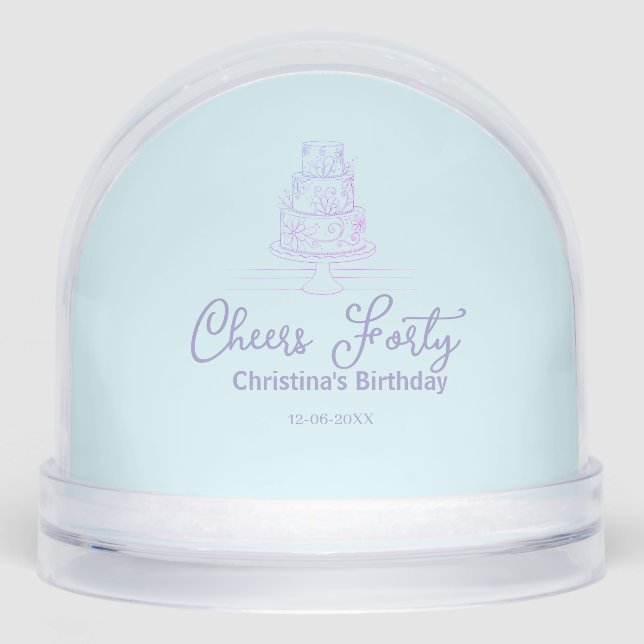 Cheers forty happy birthday cake blue purple name  (Anverso)