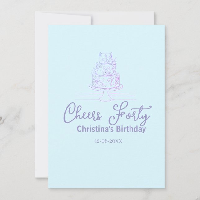 Cheers forty happy birthday cake blue purple name  (Anverso)