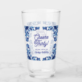 Cheers thirty birthday royal blue floral border na