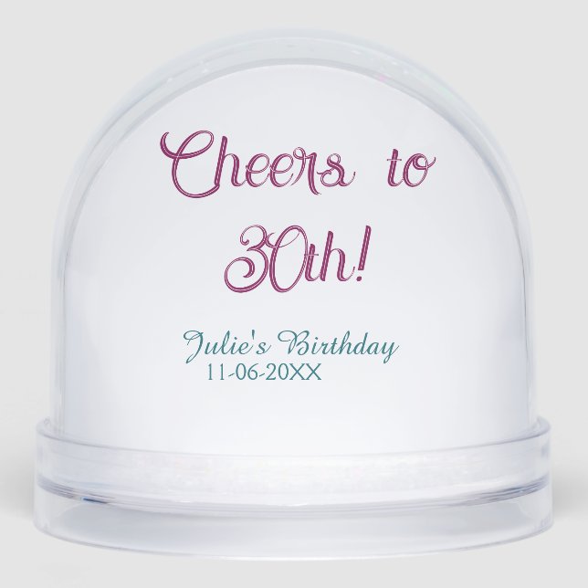 Cheers to 30th birthday name date mauve blue elega (Anverso)
