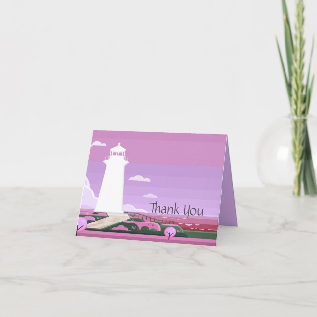 Cheery Lighthouse Lavender Tarjeta de agradecimien (Anverso)