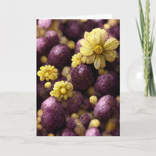 Cheery Purple & Yellow Floral plegado tarjeta de n (Anverso)