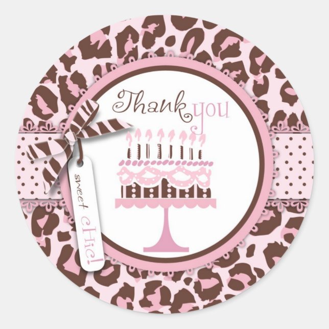 Cheetah Chica Birthday TY Pegatina (Anverso)