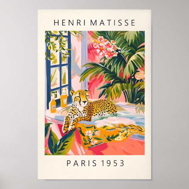 Cheetah En Bathtub Poster Gracioso, Impresión A Me (Frente)