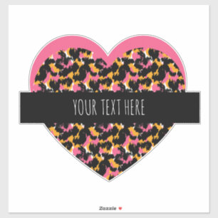 Cheetah Heart Pink Text Car Pegatina