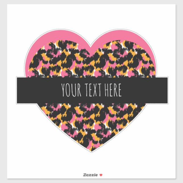 Cheetah Heart Pink Text Car Pegatina (Hoja)