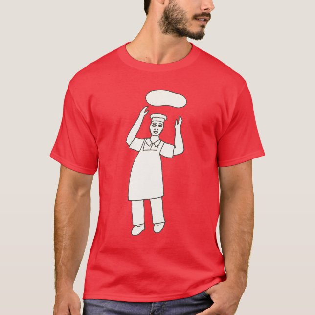Chef de Pizza toscando masa en Camisetas aéreos (Anverso)