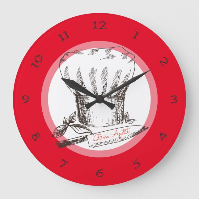 Chef del doodle dibujado a mano gorra reloj de coc (Anverso)