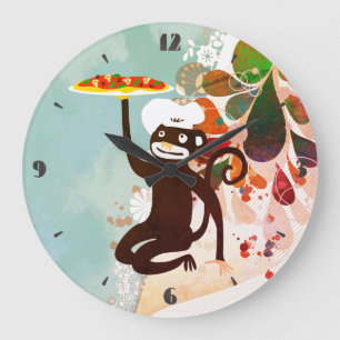 Chef del mono Pizza gorra reloj de cocina basura