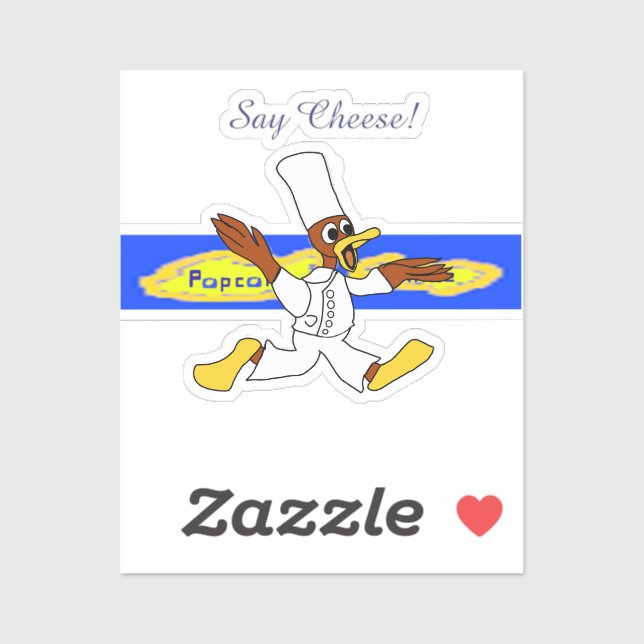 Chef Ducky Kazoo dice Pegatina de cámara de queso (Hoja)