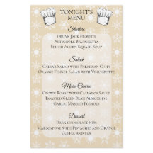 Chef gorra copos de nieve Navidades menú de vacaci