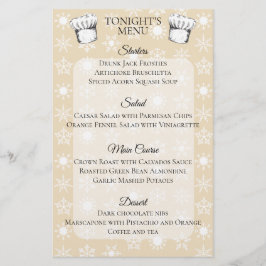 Chef gorra copos de nieve Navidades menú de vacaci