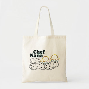 Chef Nana con la bolsa de toques de cocina y muffi