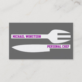 Chef personal minimalista tarjetas de visita gris 