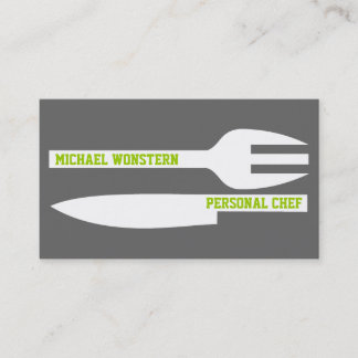 Chef personal minimalista tarjetas de visita gris