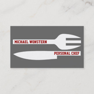 Chef personal minimalista tarjetas de visita gris
