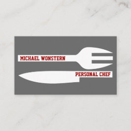 Chef personal minimalista tarjetas de visita gris 