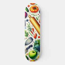 Chef Skateboard Deck - Funny Cooking & Vegetables