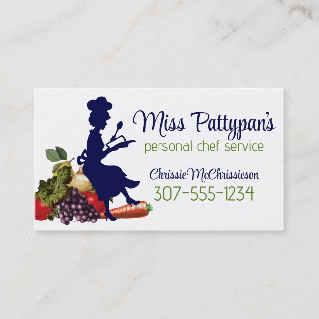 Chef vintage silueta horneando tarjetas biz de coc (Anverso)