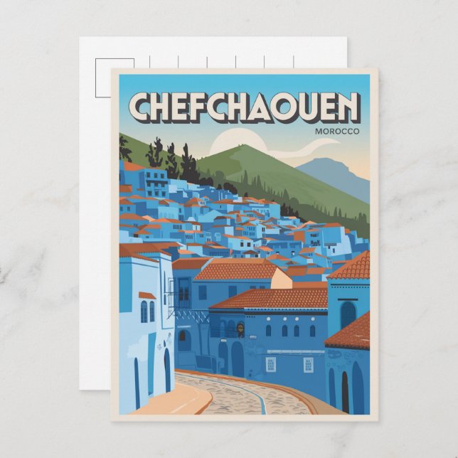 Chefchaoun de postal de viaje de Marruecos, regalo (Anverso / Reverso)