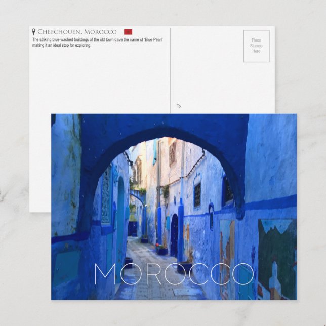 Chefchouen, postal de Marruecos (Anverso / Reverso)