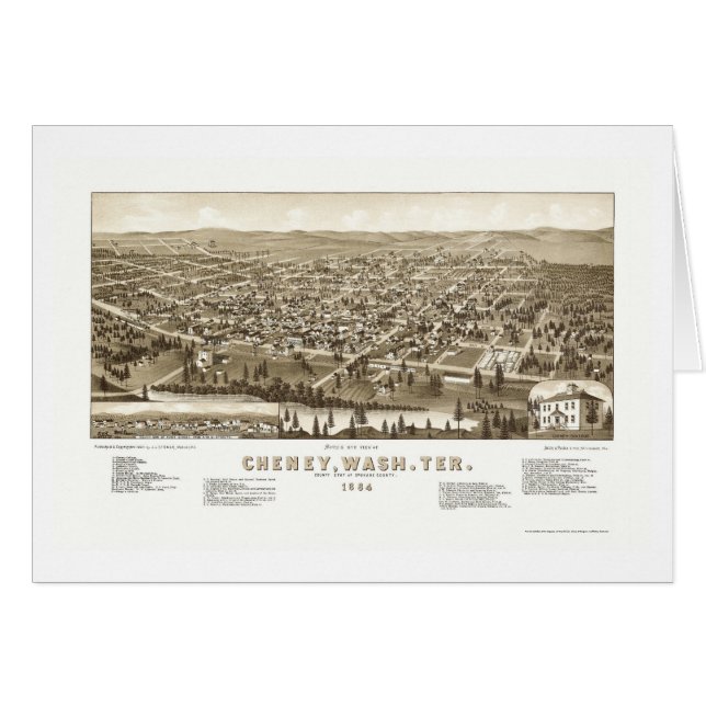 Cheney, mapa panorámico de WA - 1884 (Anverso (Horizontal))