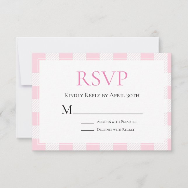 Cheque de búfalo rosa Boda RSVP (Anverso)