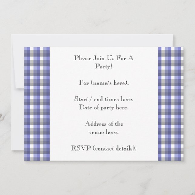 Cheque de Gingham. Azul, Gris, Blanco. Plantilla d (Anverso)
