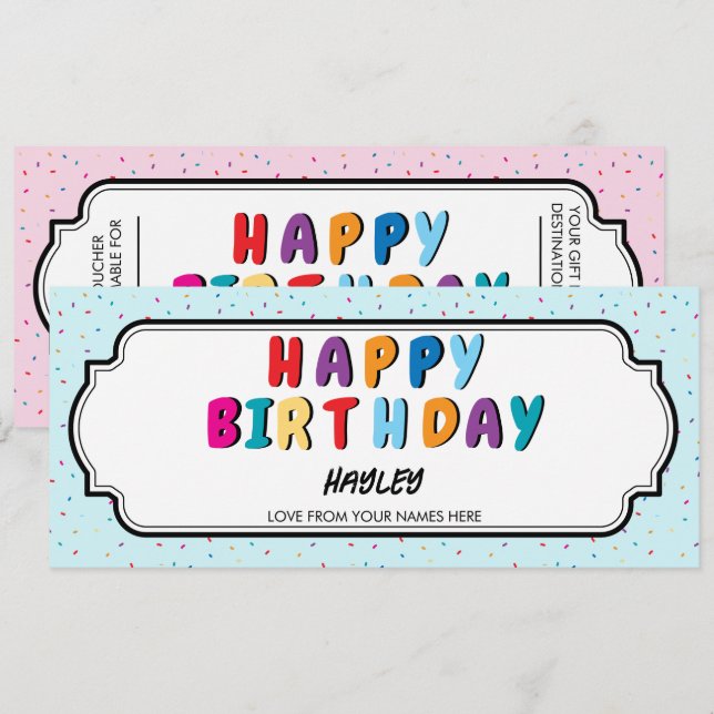 Cheque del certificado de regalo del Personalizado (Anverso / Reverso)