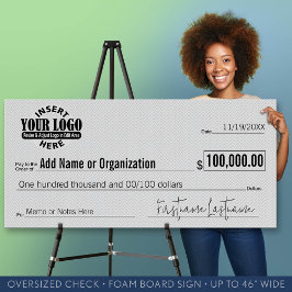 Cheque en blanco gigante para estacas, premios, ca
