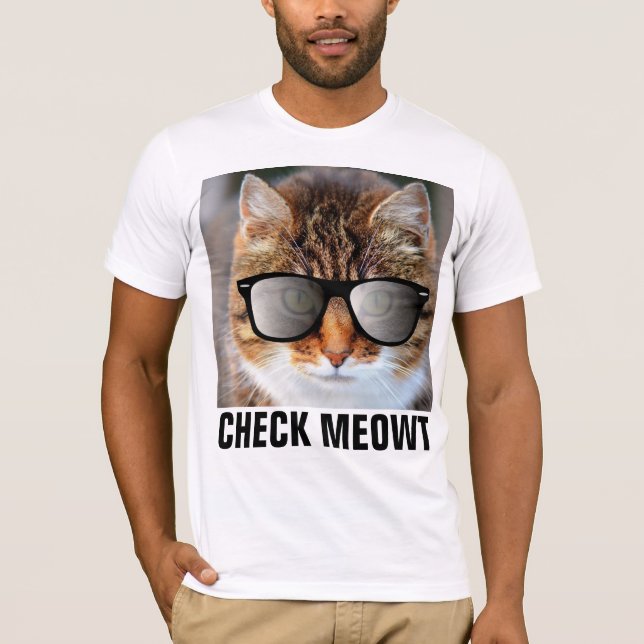 Cheque Meowt, Camiseta Graciosa para Gatos (Anverso)