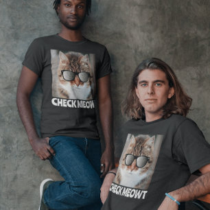 Cheque Meowt, Camiseta Graciosa para Gatos de Mens