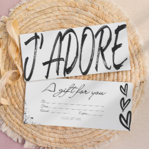 Cheque moderno de la tarjeta de regalo j'adore en