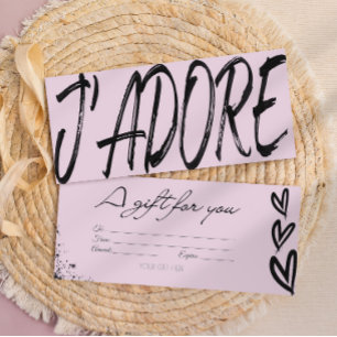 Cheque moderno de la tarjeta de regalo j'adore neg