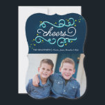 Cheque tarjeta de Navidades de tarjetas fotográfic<br><div class="desc">Esta colección de vacaciones utiliza el azul,  la marina y el agua para celebrar en colores no tradicionales. Perfecto para Navidades,  Año Nuevo o vacaciones.</div>