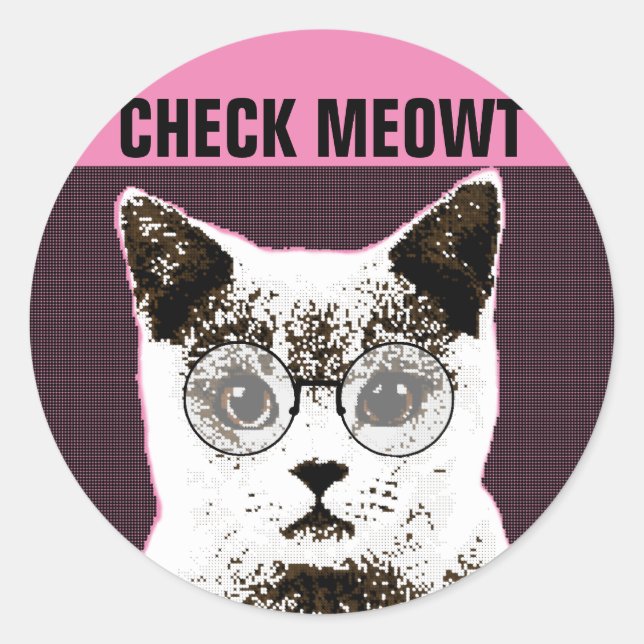 Chequea a Meowt, GATO gracioso CON PEGATINAS DE SU (Anverso)