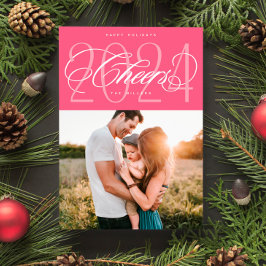 Chequeos rosas para la tarjeta de fotos navideña d