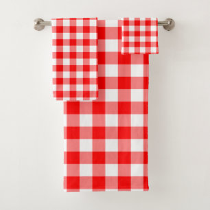 Cheques de Gingham de tamaño grande en rojo y blan