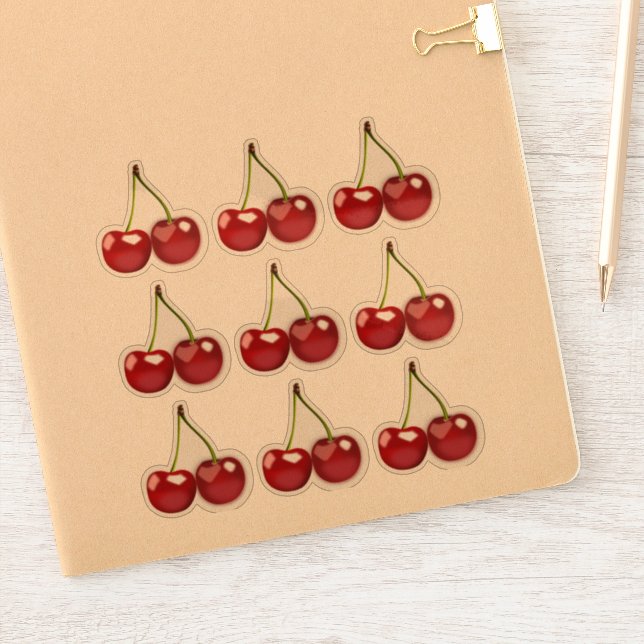 Cherries Fruta del Cerezo Pegatinas transparentes (Cuaderno)