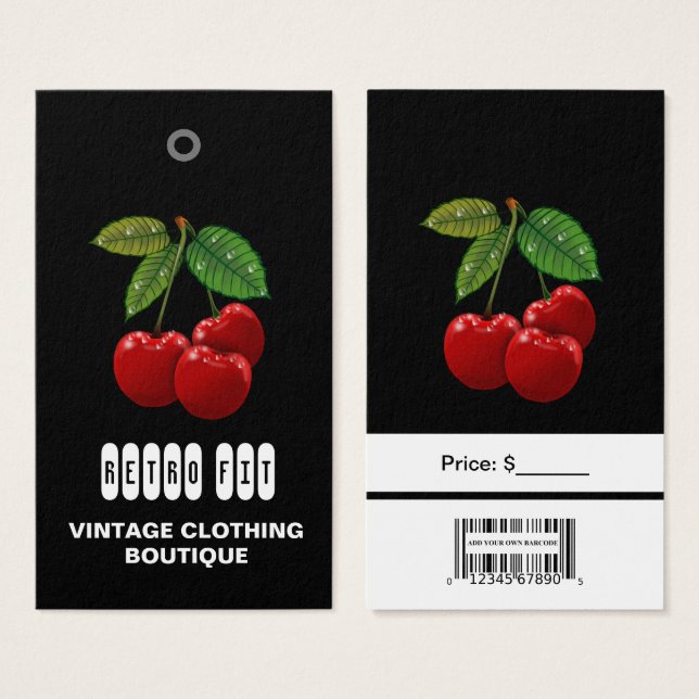 Cherries Vintage con etiquetas de precios de ropa  (Anverso y reverso)