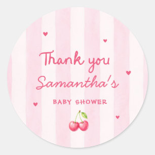 Cherry Baby Shower Etiqueta Redonda Ella es la C