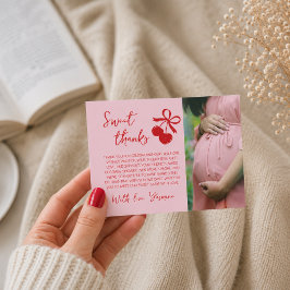 Cherry Baby Shower Rosa y Rojo Foto Agradecimiento