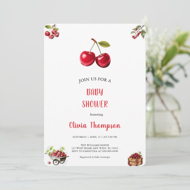 CHERRY BABYSHOWER INVITACIÓN (Anverso de pie)