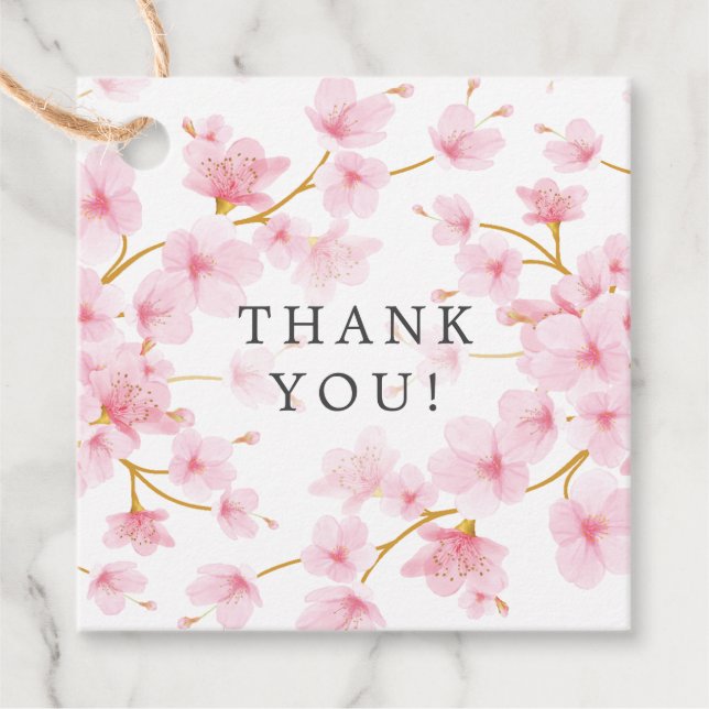 Cherry Blossom Baby Shower Favor Gift Etiqueta (Anverso)