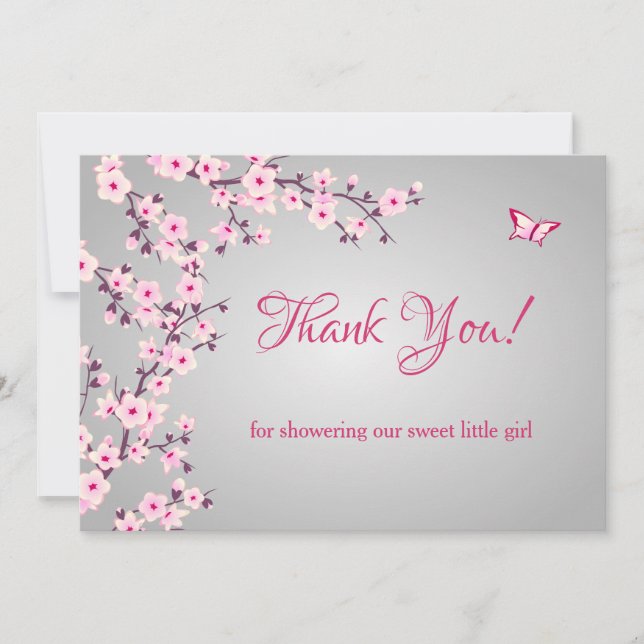 Cherry Blossom Baby Shower | Tarjeta de agradecimi (Anverso)