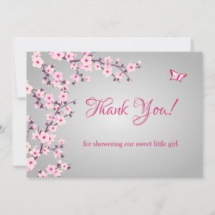 Cherry Blossom Baby Shower   Tarjeta de agradecimi